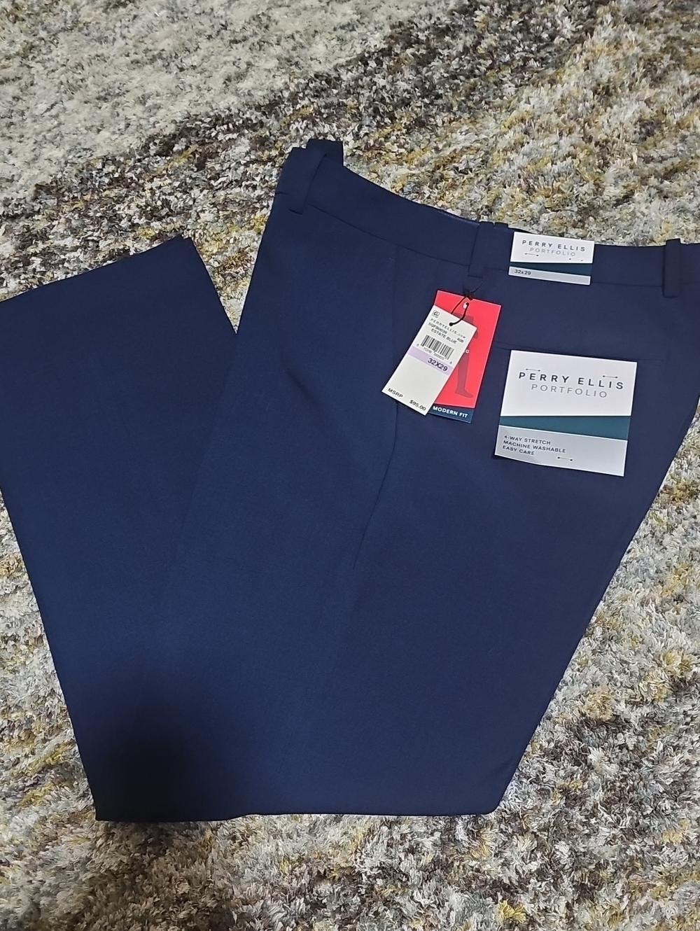 Perry Ellis  Dress Pants - Men's Classic Flat Front Blue